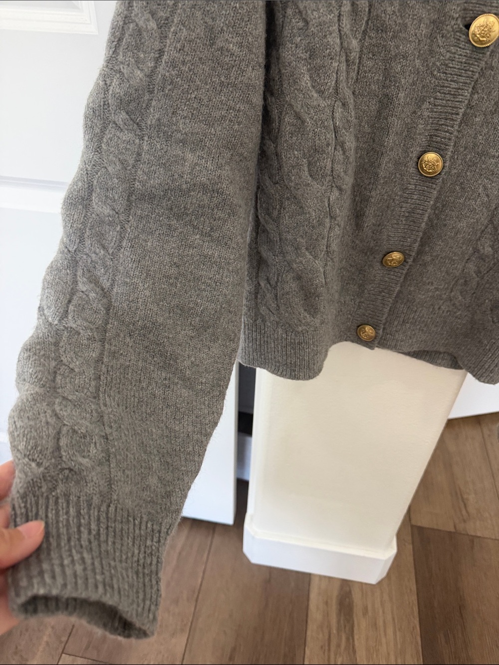 J. Crew Gray Cable-Knit Button Cardigan Sweater - Picture 5 of 7